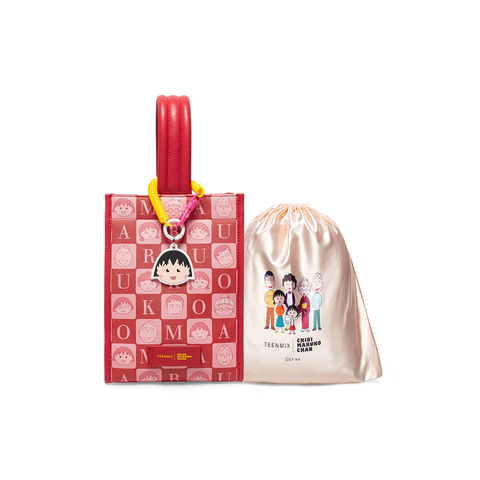 Teenmix/天美意2021冬新款商场同款樱桃小丸子联名款-棋盘格菜篮子AA316DX1