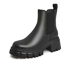 Teenmix/天美意2021冬新款商场同款气质增高切尔西女皮靴BB461DD1