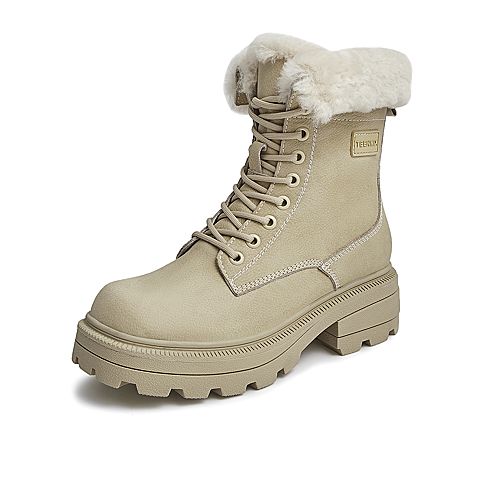 Teenmix/天美意2021冬商场同款保暖毛绒休闲时尚马丁靴女中靴BC801DD1