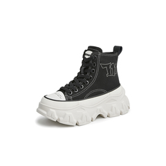 Teenmix/天美意2022冬新款商场同款帆布字母高帮鞋女休闲鞋BE861DD2