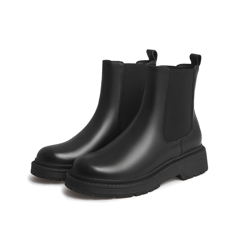天美意2022冬商场同款复古气质切尔西女皮靴BB011DD2