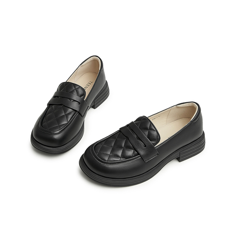 Teenmix/天美意2023春新款商场同款菱格气质乐福鞋女单鞋BF961AA3