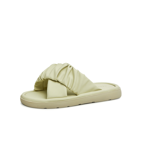 天美意2023夏新款商场同款褶皱交叉条带外穿舒适女拖鞋BG311BT3