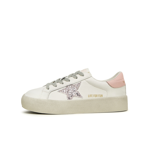 天美意2023秋新时尚休闲简约拼色星星小白鞋女休闲鞋AB076CM3