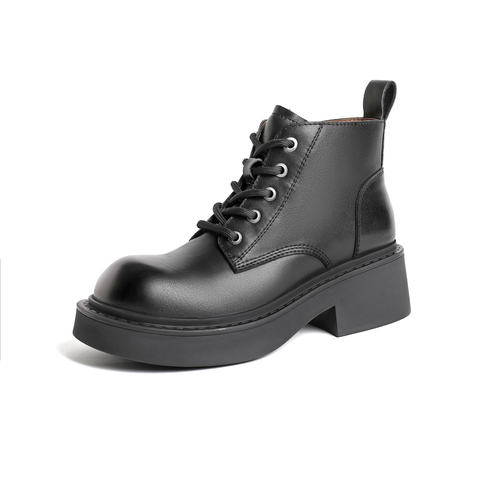天美意2023冬新款商场同款复古英伦风马丁靴简约女短靴BH461DD3