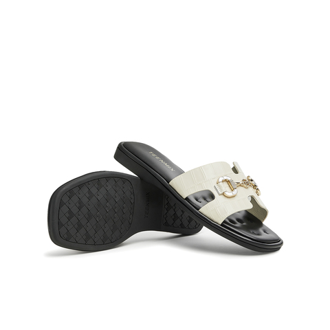 天美意2023夏新款商场同款马衔扣气质OL外穿女凉拖鞋CTC35BT3