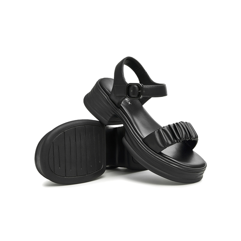 天美意2023夏新款厚底简约时尚百搭休闲女凉鞋CQM01BL3