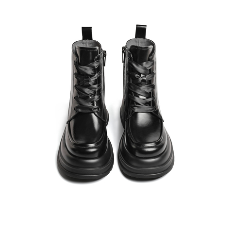天美意2023冬新款商场同款粗跟英伦时尚短靴女马丁靴CNP41DD3