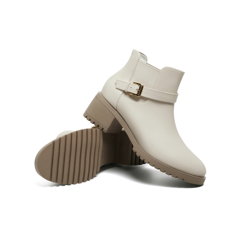 天美意2023冬新款商场同款粗跟简约时尚短靴踝靴女靴COK52DD3