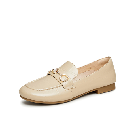 天美意2023秋商场同款平跟一脚蹬乐福鞋都市通勤女皮鞋BG851CA3