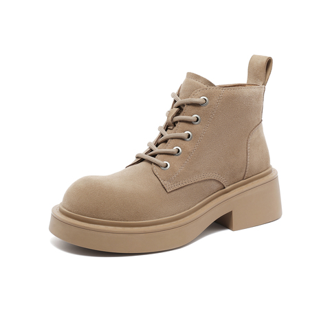 天美意2023冬新款商场同款复古英伦风马丁靴简约女短靴BH461DD3