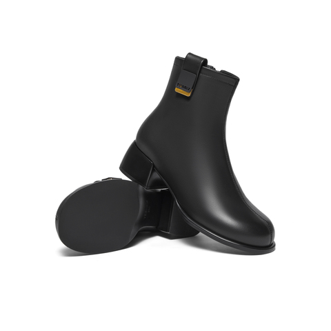 天美意2023冬新款商场同款简约优雅时装靴气质女皮靴BH561DD3