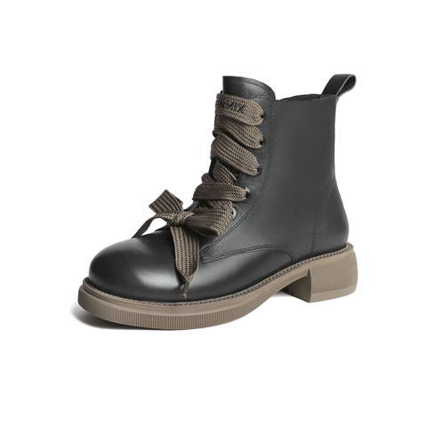 天美意2023冬新款商场同款休闲时装靴英伦复古女皮靴BH991DD3