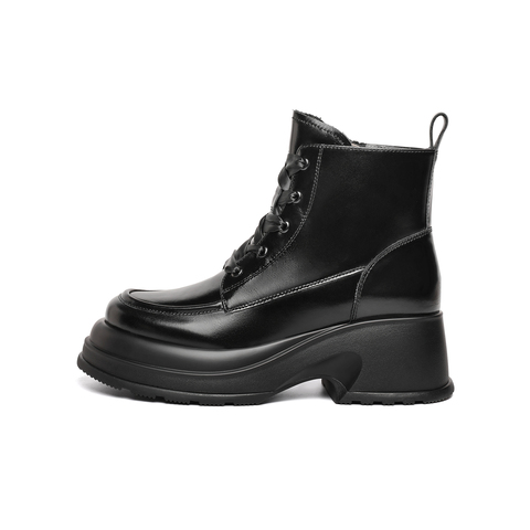 天美意2023冬新款商场同款粗跟英伦时尚短靴女马丁靴CNP41DD3