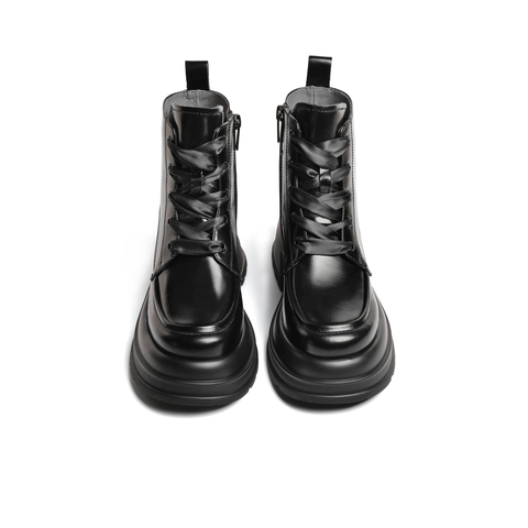 天美意2023冬新款商场同款粗跟英伦时尚短靴女马丁靴CNP41DD3