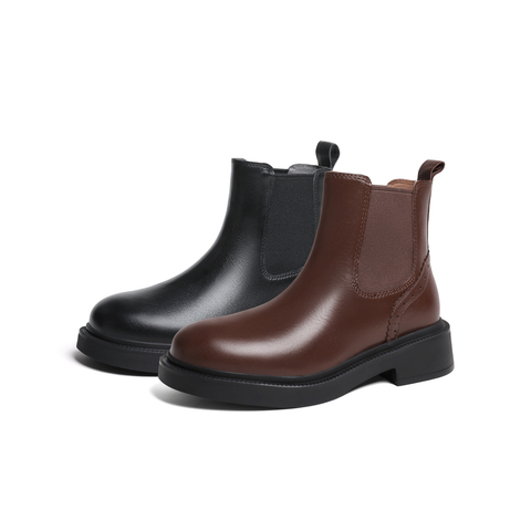 天美意2023冬新款商场同款英伦复古百搭短靴女切尔西靴CQ742DD3