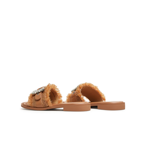 天美意2024夏新款一字拖时尚百搭都市露趾外穿女拖鞋KT018BT4