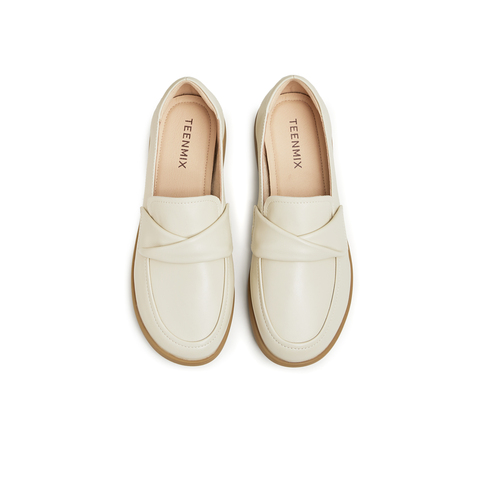 天美意2024春新款商场同款复古百搭通勤休闲女乐福鞋CCJ14AA4