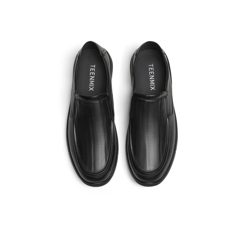 天美意2024春新款商场同款纯色简约套脚通勤男休闲皮鞋C2U02AM4