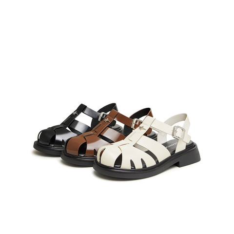 天美意2024夏新款商场同款罗马鞋舒适平底休闲女凉鞋CNM30BH4