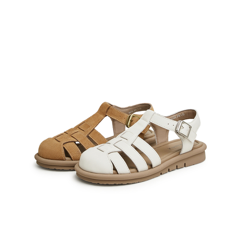 天美意2024夏新款猪笼包头休闲百搭日常户外女罗马凉鞋KL001BL4