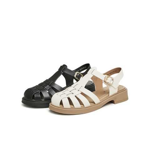 天美意2024夏新款商场同款厚底休闲复古罗马鞋女凉鞋COY32BH4