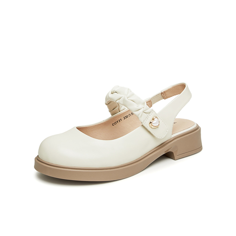 天美意2024夏新款商场同款复古时尚百搭通勤女包头凉鞋COY31BH4