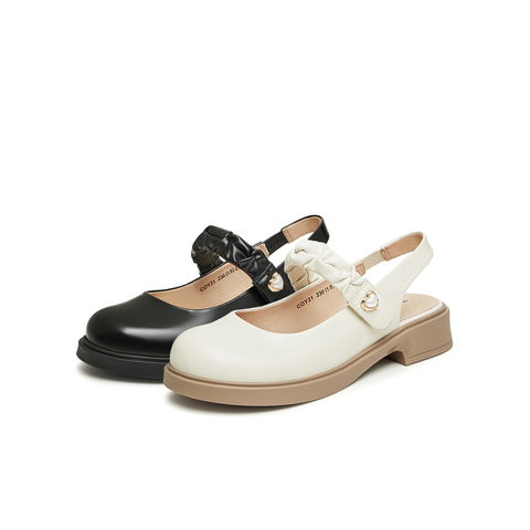 天美意2024夏新款商场同款复古时尚百搭通勤女包头凉鞋COY31BH4