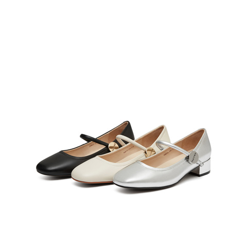 天美意2024春新款通勤舒适日常百搭浅口单鞋女玛丽珍鞋KM015AQ4