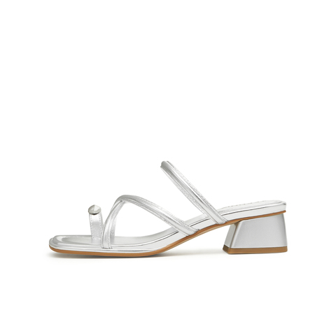 天美意2024夏新款粗跟夹脚交叉条带时尚百搭外穿女拖鞋KT041BT4