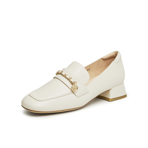 天美意2024春新款商场同款方跟气质通勤单鞋女乐福鞋CYY37AA4