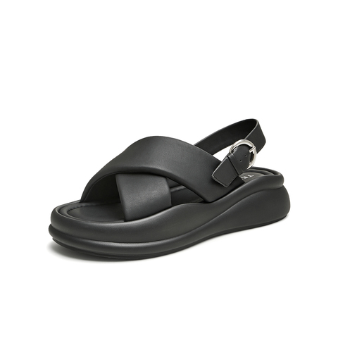 天美意2024夏新款松糕厚底沙滩鞋外穿运动女休闲凉鞋KX021BL4