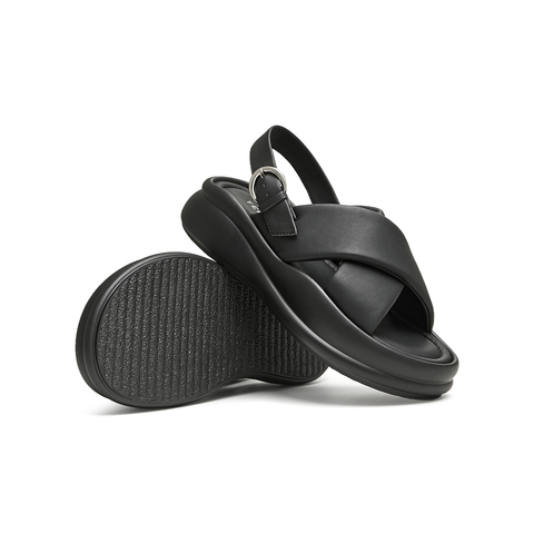 天美意2024夏新款松糕厚底沙滩鞋外穿运动女休闲凉鞋KX021BL4