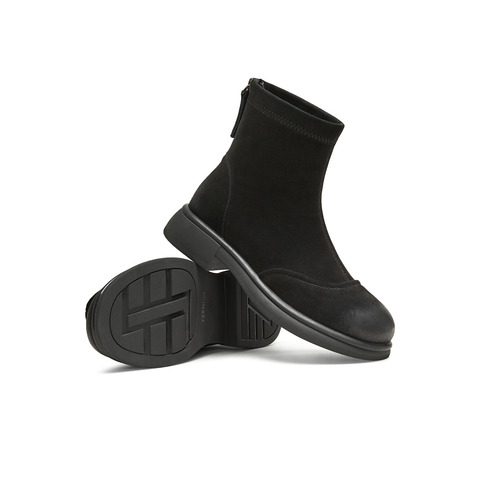 天美意2024冬新款商场同款厚底后拉链短靴女时装靴BJ801DD4