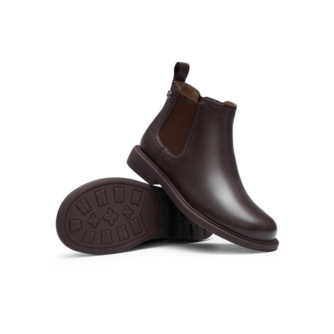 天美意2024冬新款商场同款短靴平底复古英伦女切尔西靴BJ861DD4