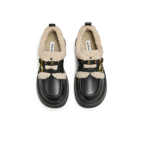 天美意2024冬新款商场同款疯狂动物城联名毛毛鞋女乐福鞋CR820DM4