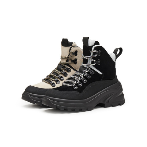天美意2024冬新款商场同款厚底运动休闲工装户外靴女靴BK081DD4