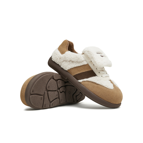 天美意2024冬新款商场同款休闲系带毛绒百搭女德训鞋BK011DM4