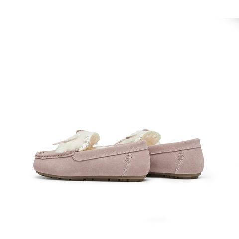 天美意2024冬新款商场同款单鞋毛绒保暖女毛毛单乐福鞋BK151DA4