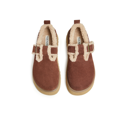 天美意2024冬新款厚底加绒保暖短靴雪地靴女勃肯鞋KMZ08DM4