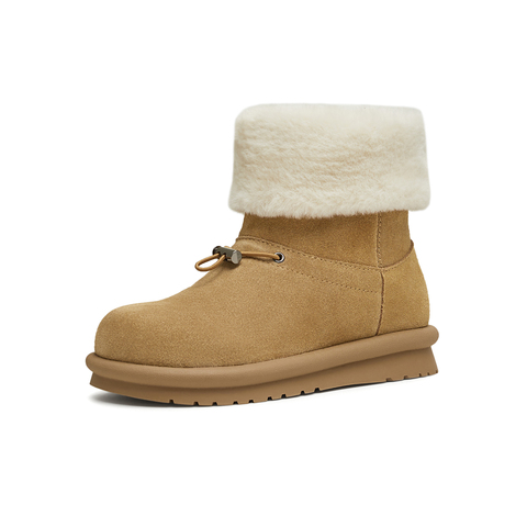 天美意2024冬新款毛绒保暖厚底百搭户外棉鞋女雪地靴KXD03DD4