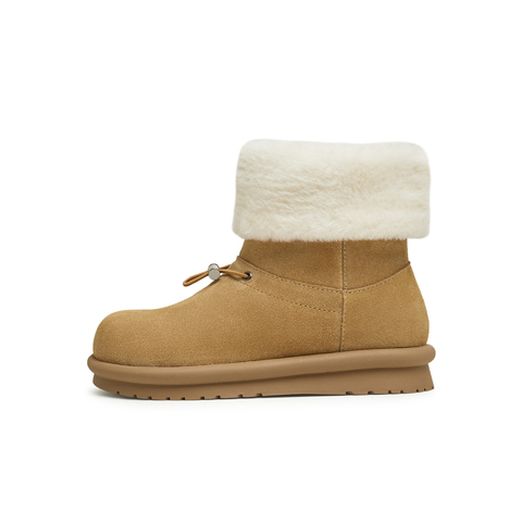 天美意2024冬新款毛绒保暖厚底百搭户外棉鞋女雪地靴KXD03DD4