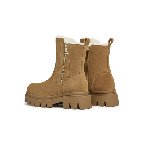 天美意2024冬新款商场同款纯色复古百搭保暖女雪地靴BK141DZ4