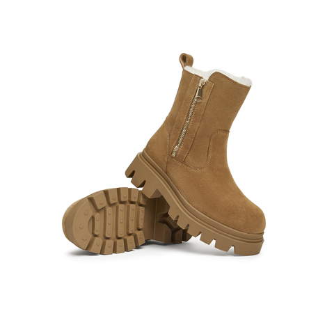 天美意2024冬新款商场同款纯色复古百搭保暖女雪地靴BK141DZ4