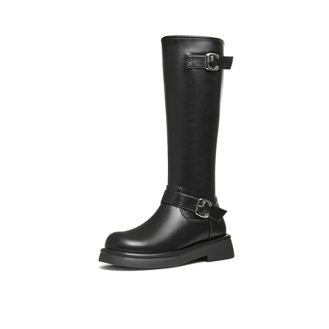 天美意2024冬新款厚底英伦百搭显瘦长靴骑士靴时装女靴KTX16DG4