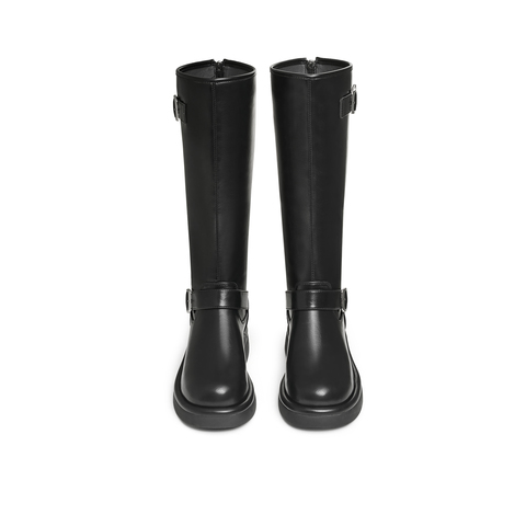 天美意2024冬新款厚底英伦百搭显瘦长靴骑士靴时装女靴KTX16DG4