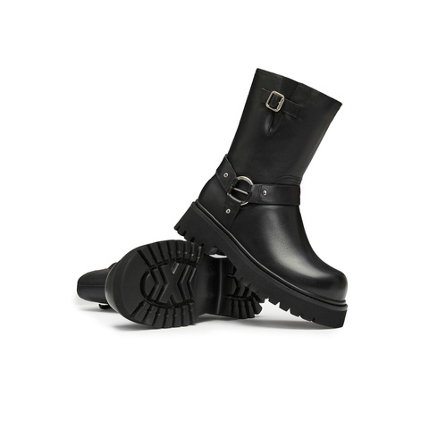 天美意2024冬新款商场同款休闲一脚蹬显瘦百搭女骑士靴CTE60DZ4