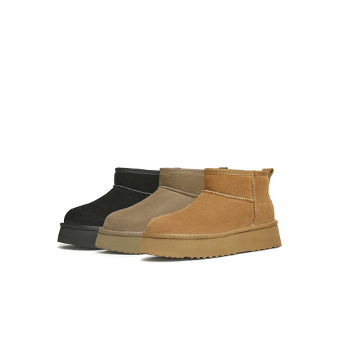 天美意2024冬新款厚底保暖棉鞋日常百搭短靴女雪地靴KXD06DD4