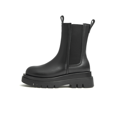 天美意2024冬商场同款复古切尔西烟筒靴女靴BF271DZ4