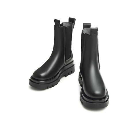 天美意2024冬商场同款复古切尔西烟筒靴女靴BF271DZ4